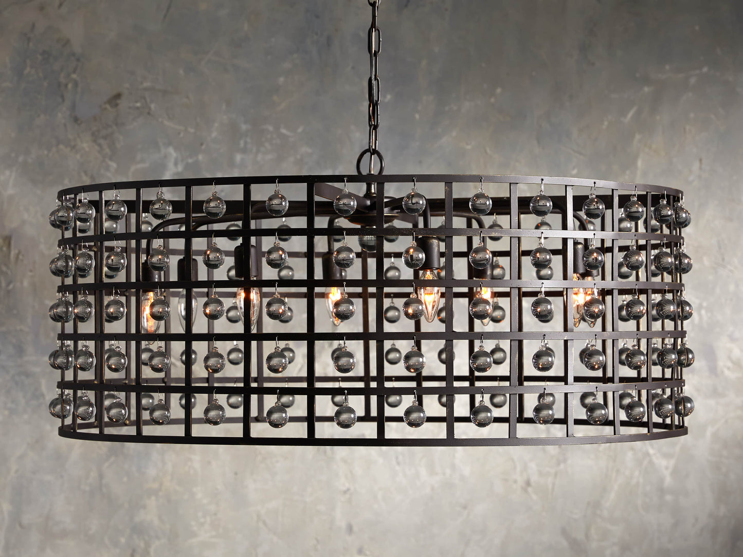 Italian Crystal Sphere Cage Chandelier