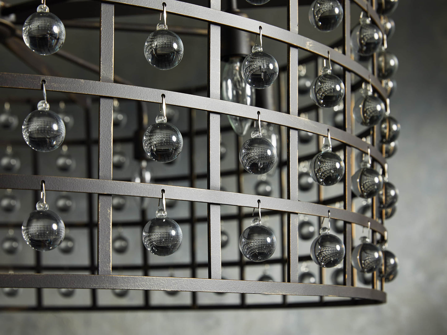 Italian Crystal Sphere Cage Chandelier