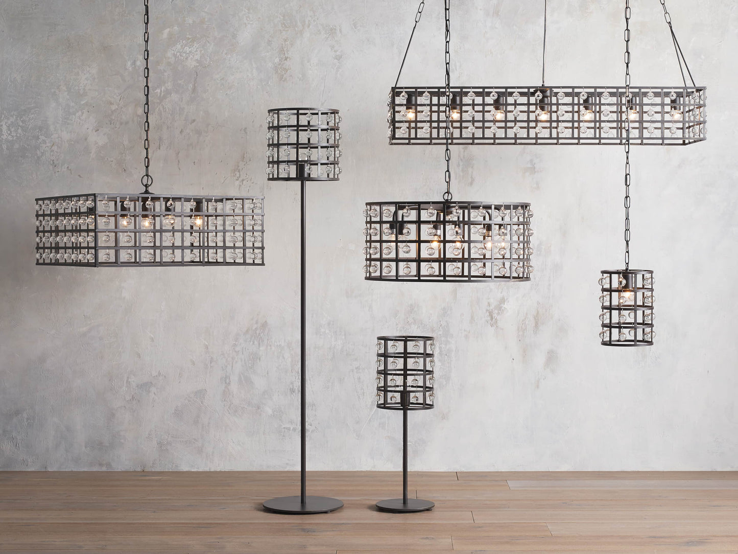 Italian Crystal Sphere Cage Chandelier