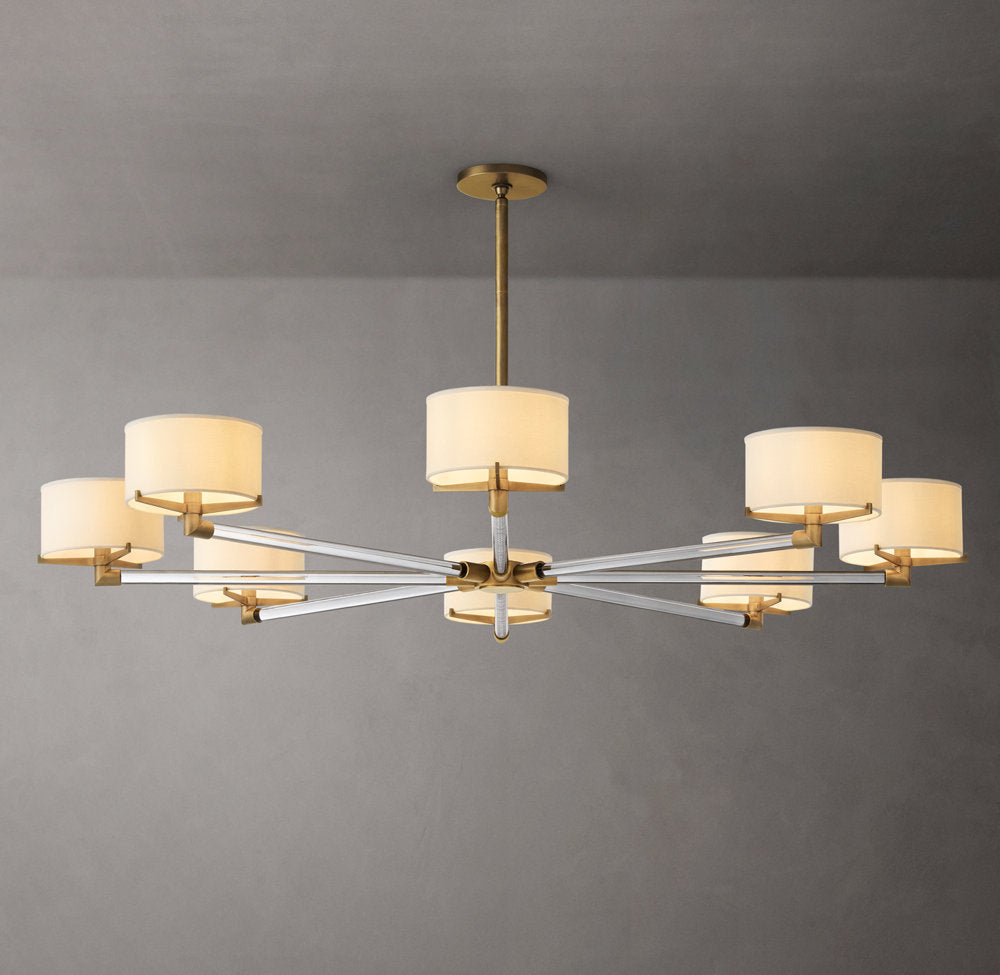 Ivory Linen Crystal Halo Chandelier