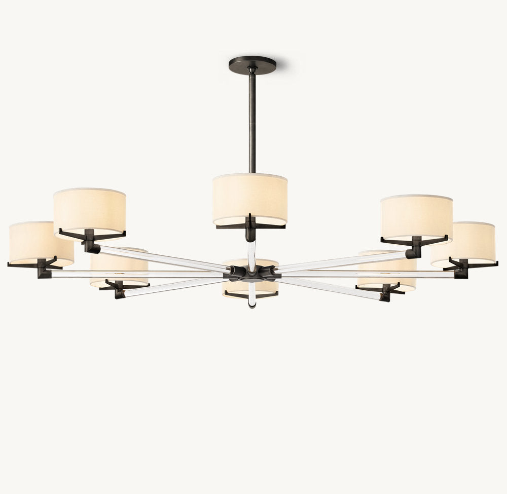 Ivory Linen Crystal Halo Chandelier