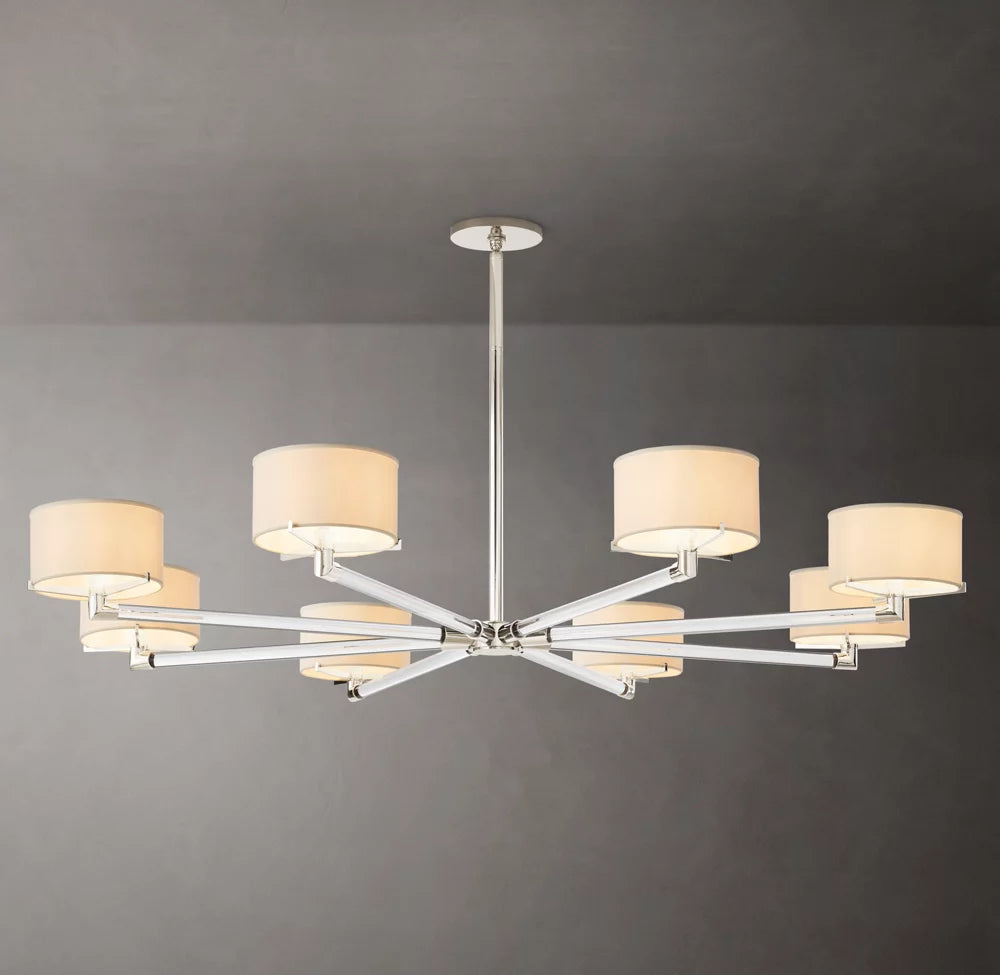 Ivory Linen Crystal Halo Chandelier