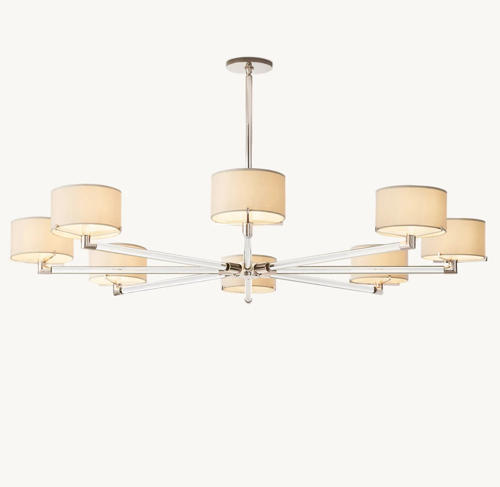 Ivory Linen Crystal Halo Chandelier