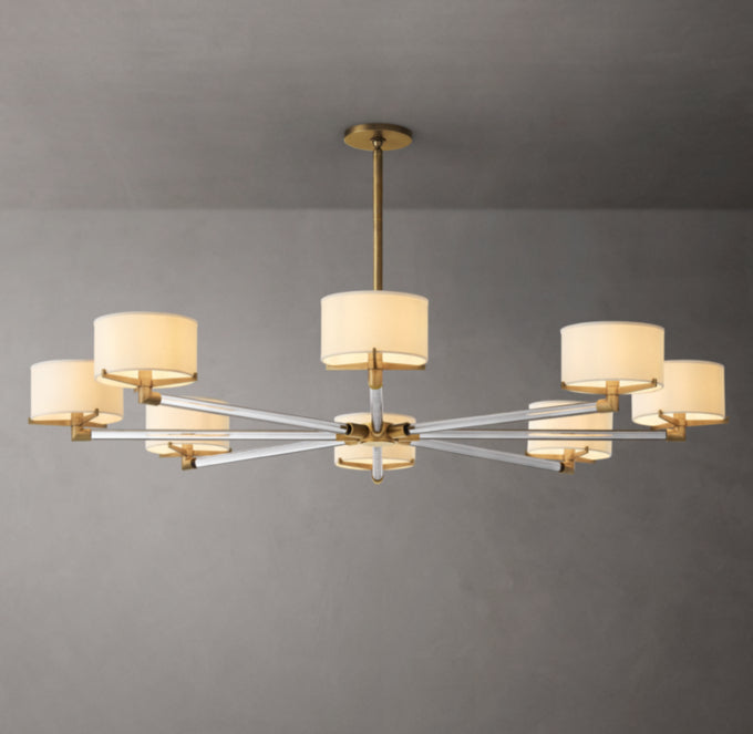 Ivory Linen Crystal Halo Chandelier