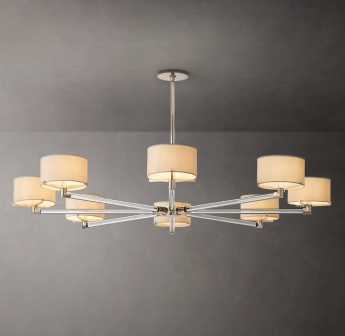 Ivory Linen Crystal Halo Chandelier