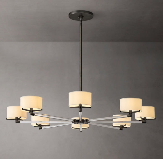 Ivory Linen Crystal Halo Chandelier