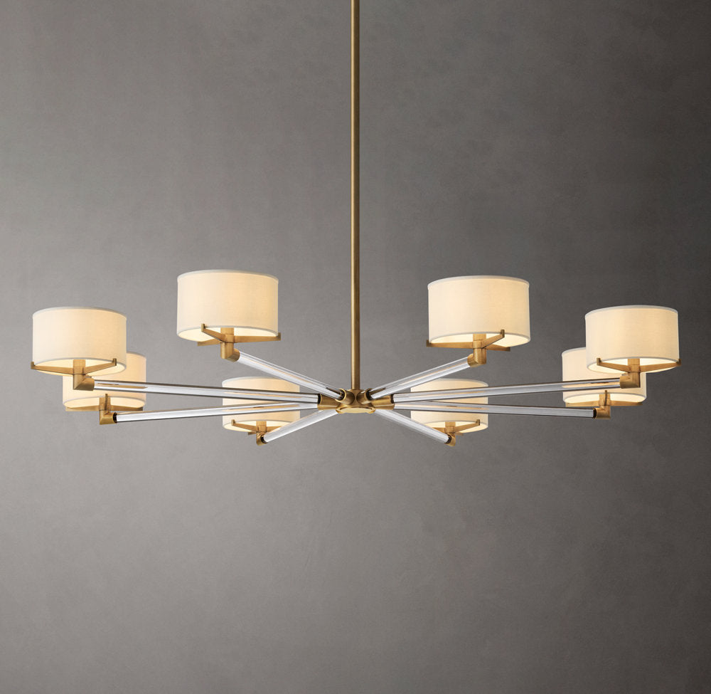 Ivory Linen Crystal Halo Chandelier