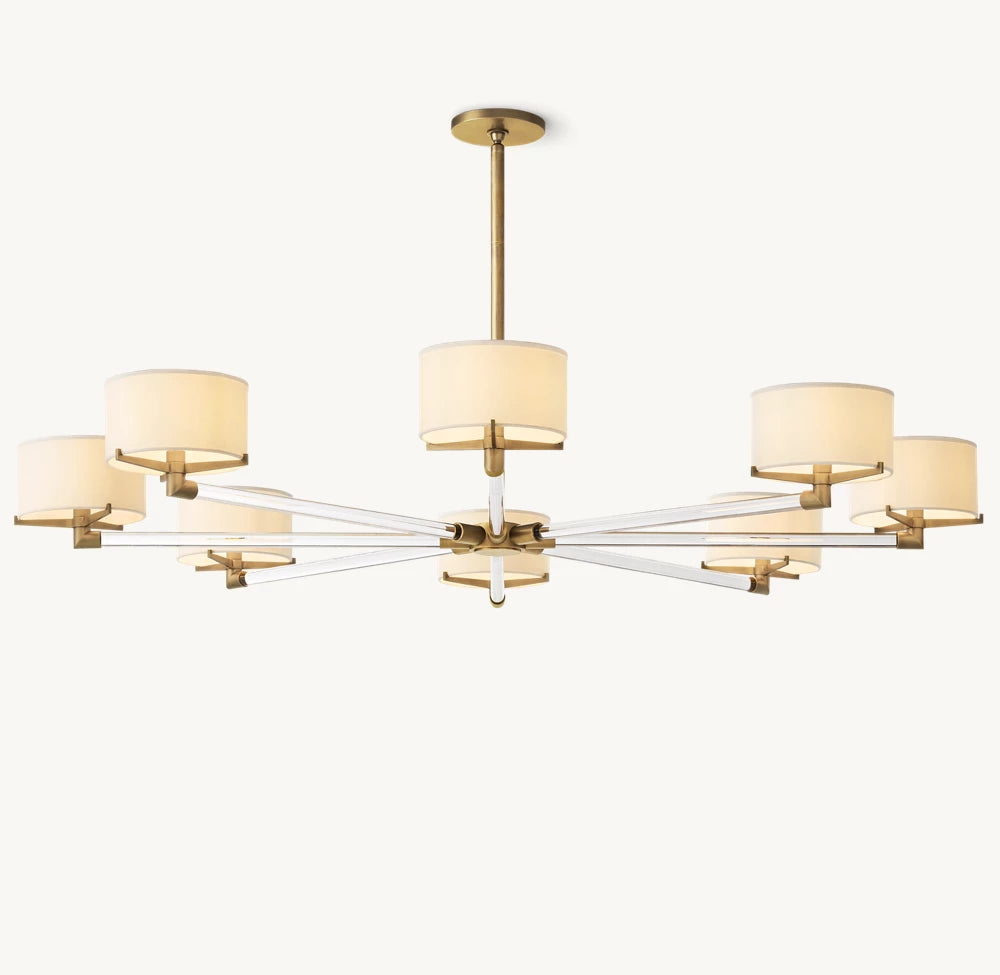 Ivory Linen Crystal Halo Chandelier