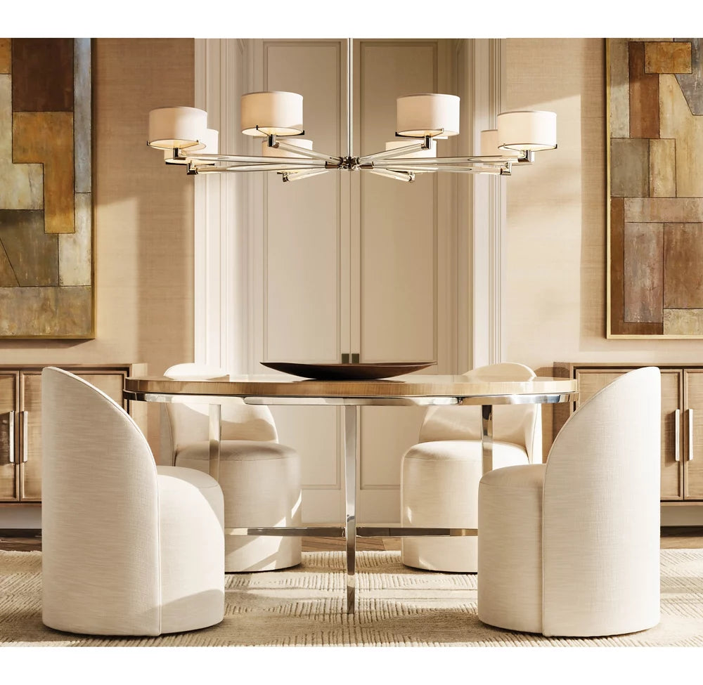 Ivory Linen Crystal Halo Chandelier