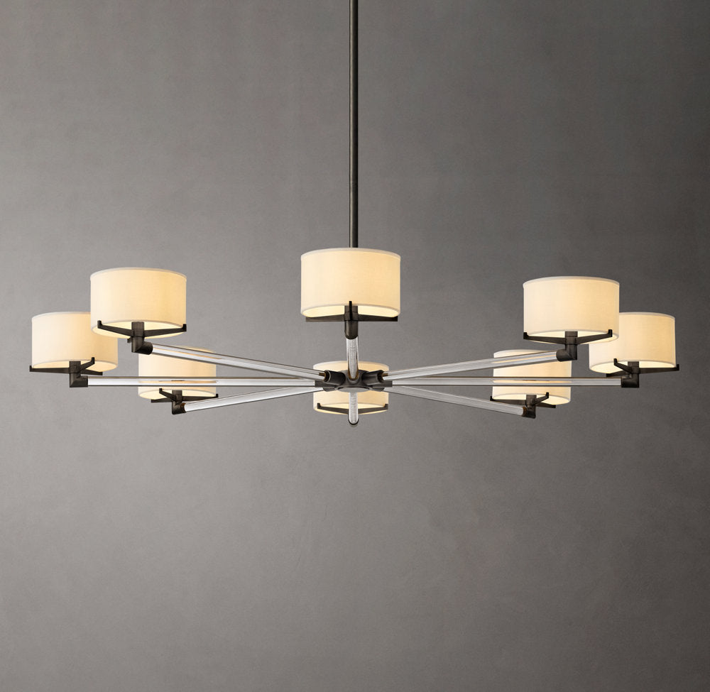 Ivory Linen Crystal Halo Chandelier
