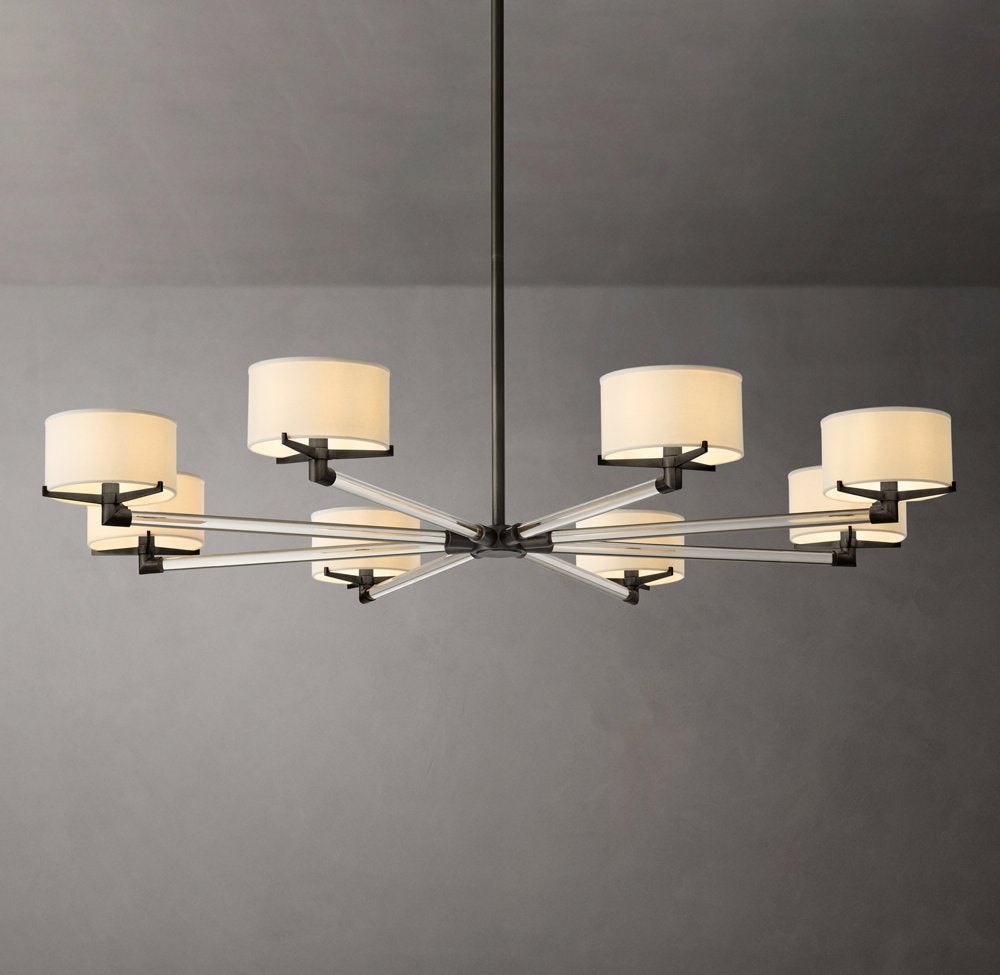 Ivory Linen Crystal Halo Chandelier