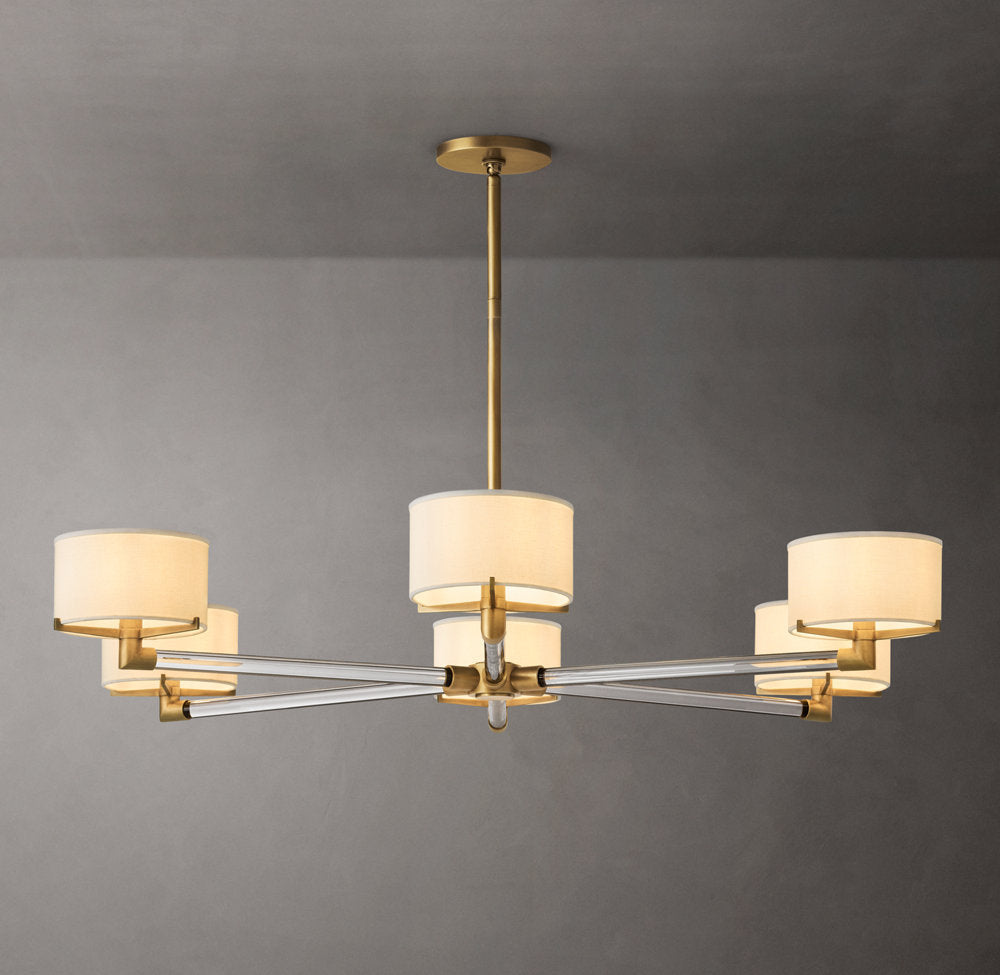 Ivory Linen Crystal Spoke Chandelier