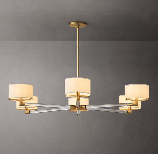 Ivory Linen Crystal Spoke Chandelier