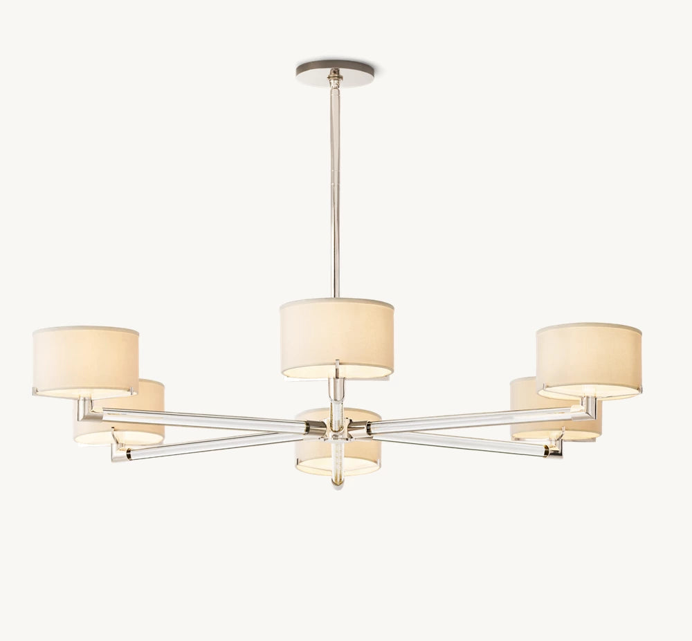 Ivory Linen Crystal Spoke Chandelier