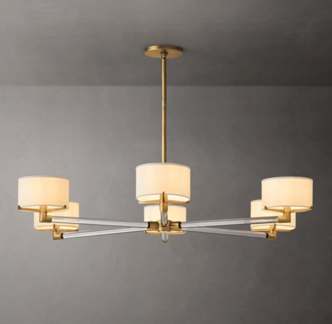 Ivory Linen Crystal Spoke Chandelier