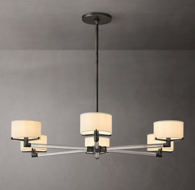 Ivory Linen Crystal Spoke Chandelier