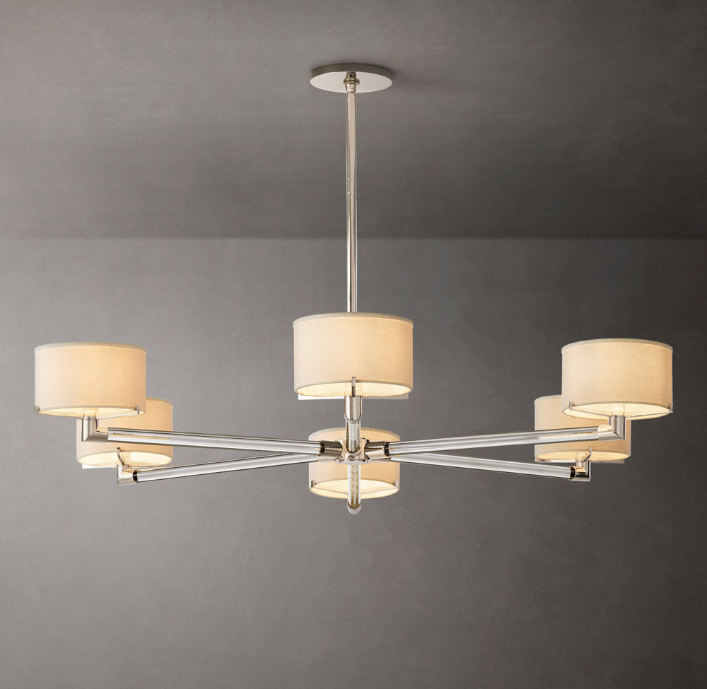 Ivory Linen Crystal Spoke Chandelier