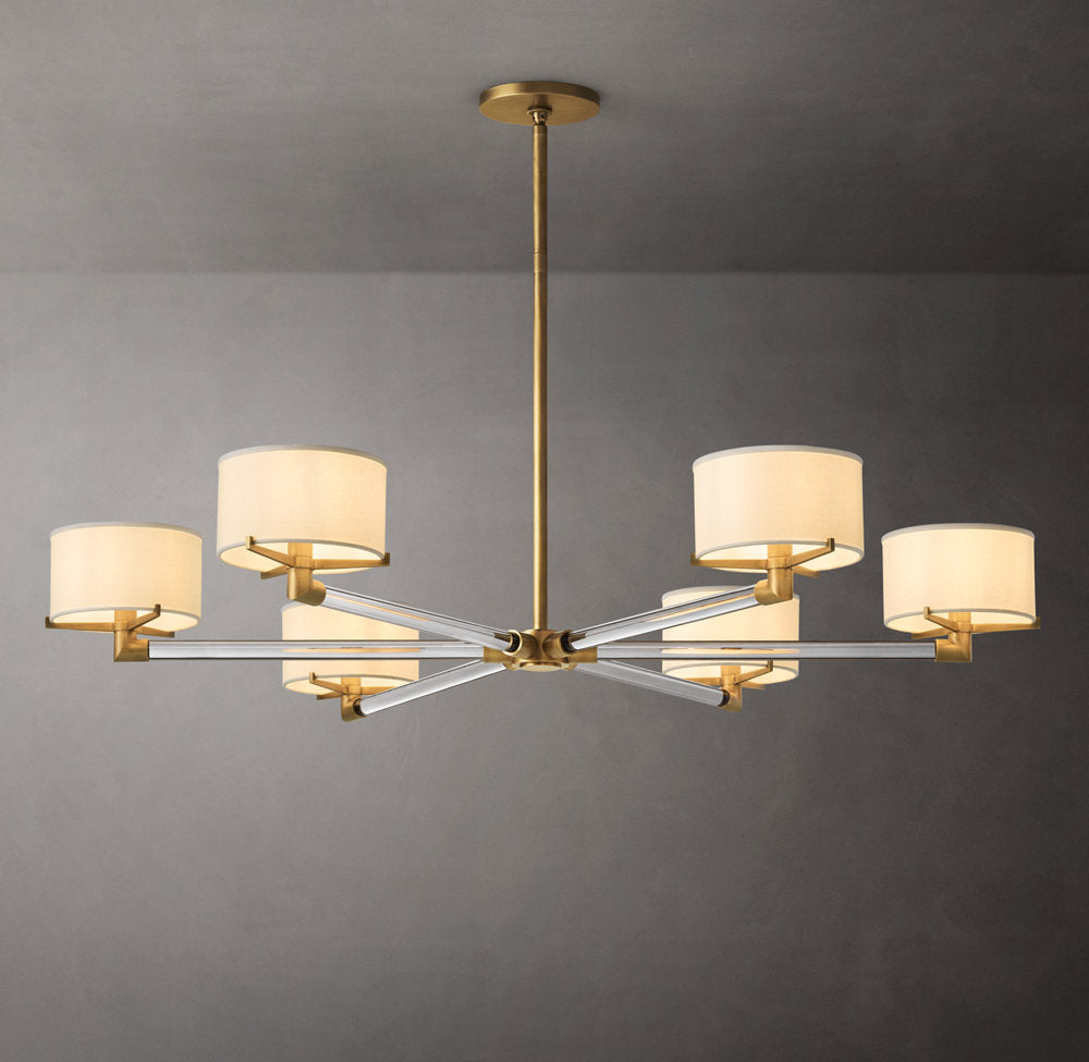 Ivory Linen Crystal Spoke Chandelier
