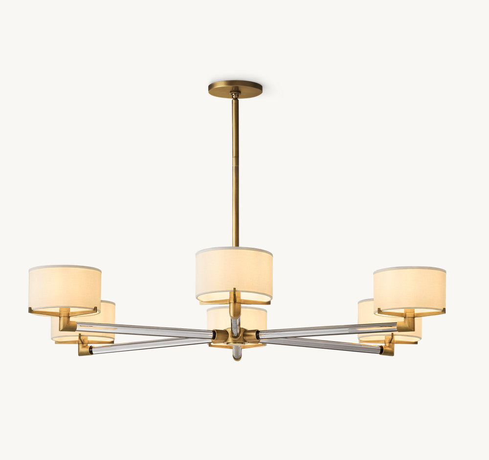Ivory Linen Crystal Spoke Chandelier