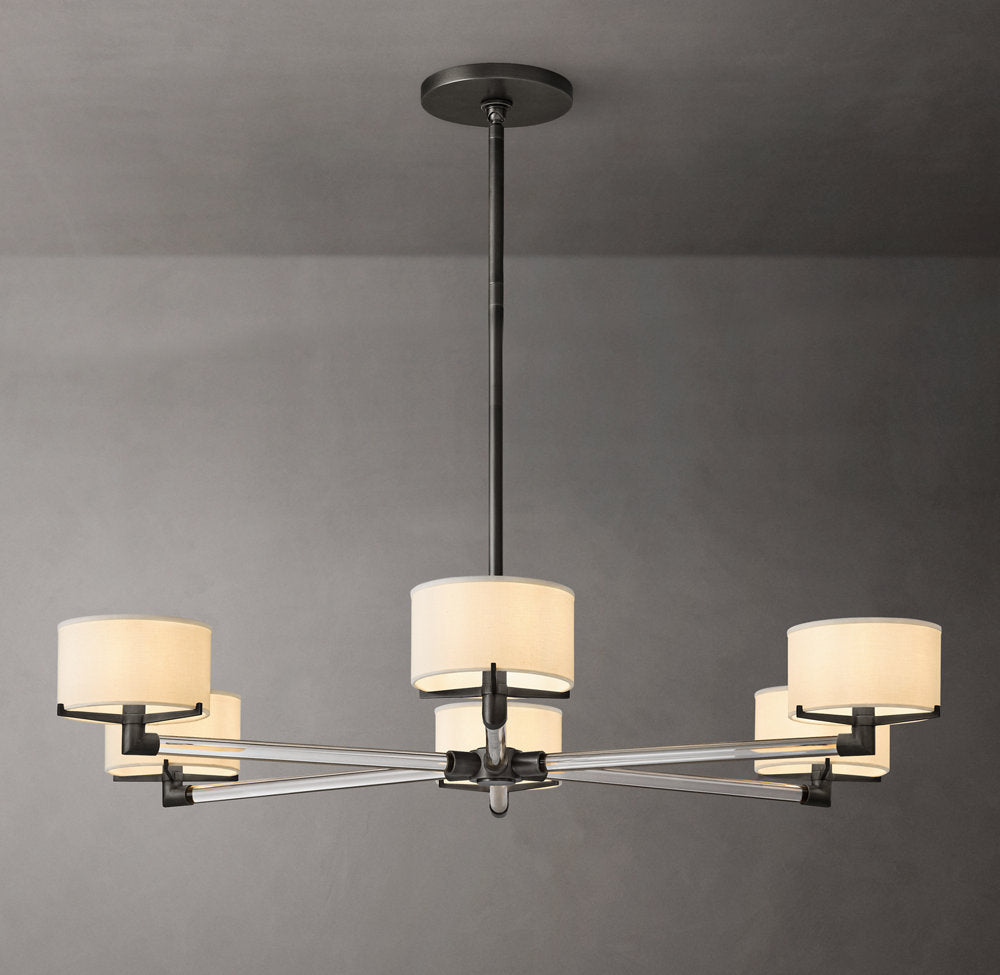 Ivory Linen Crystal Spoke Chandelier