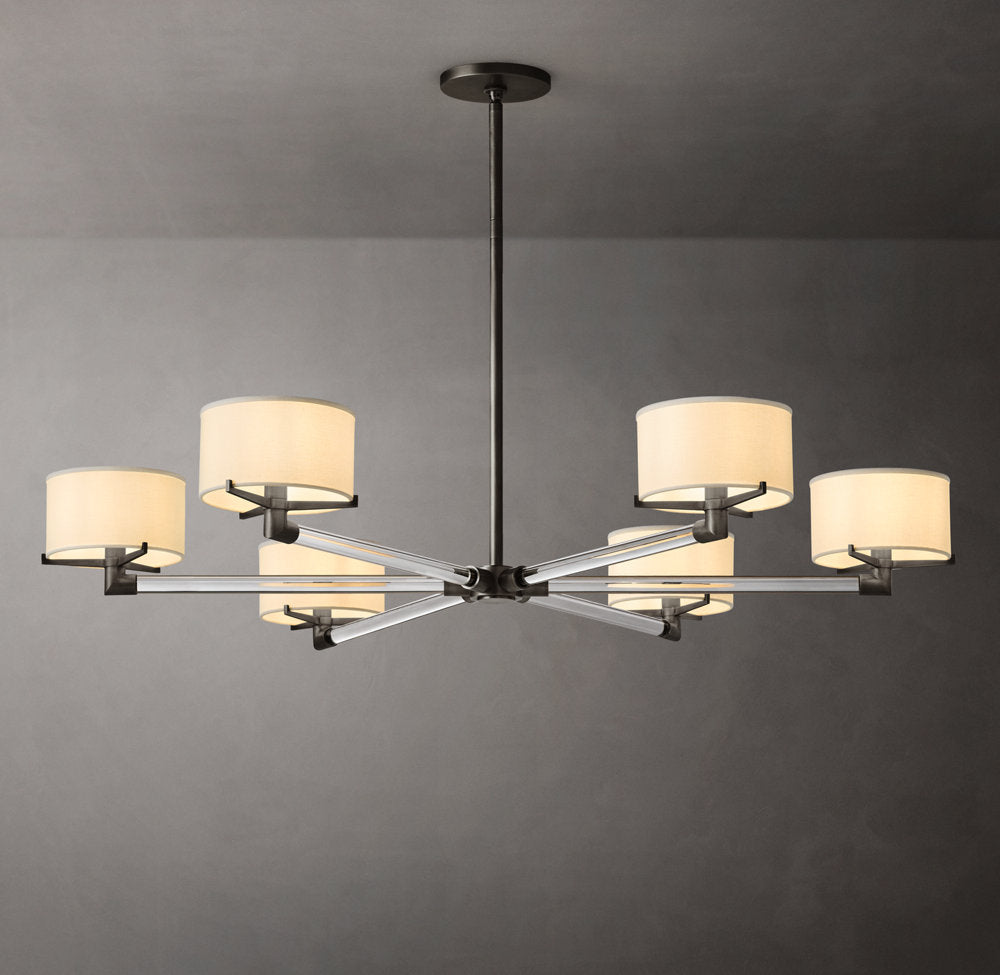 Ivory Linen Crystal Spoke Chandelier