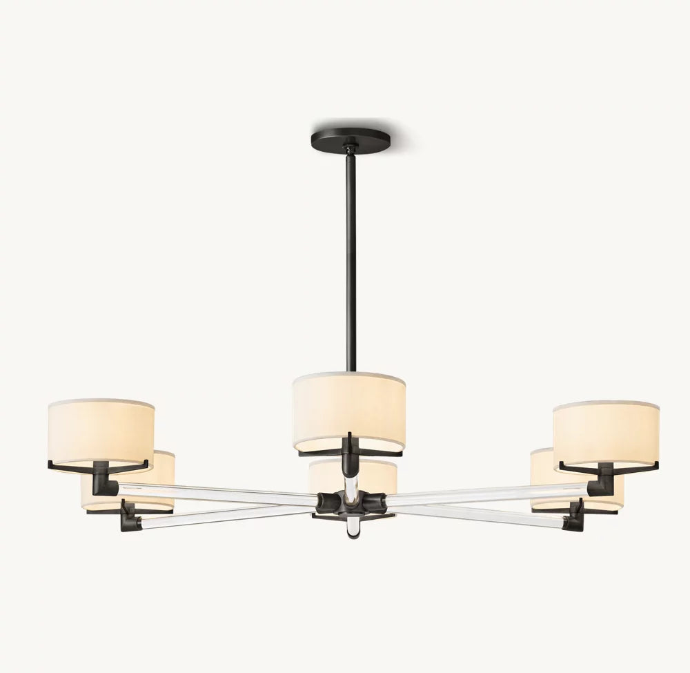 Ivory Linen Crystal Spoke Chandelier