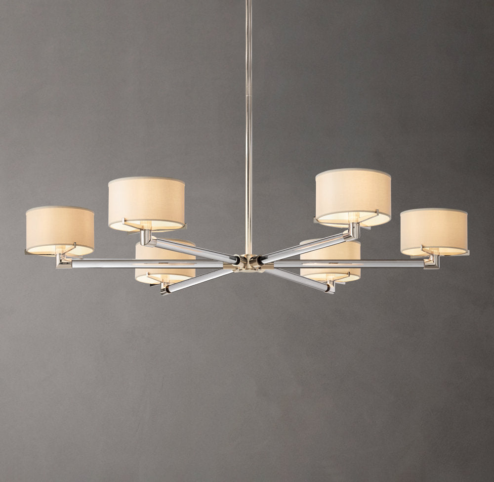 Ivory Linen Crystal Spoke Chandelier