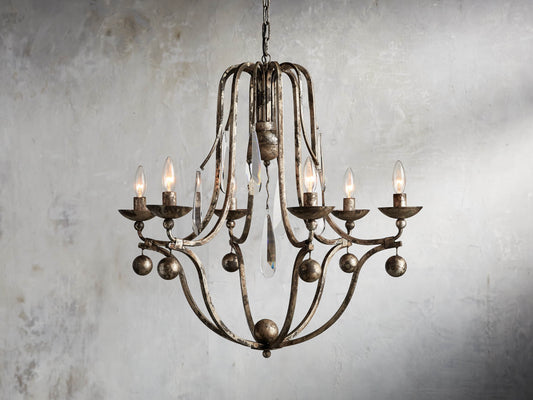 Ivory Silver Crystal Teardrop Chandelier