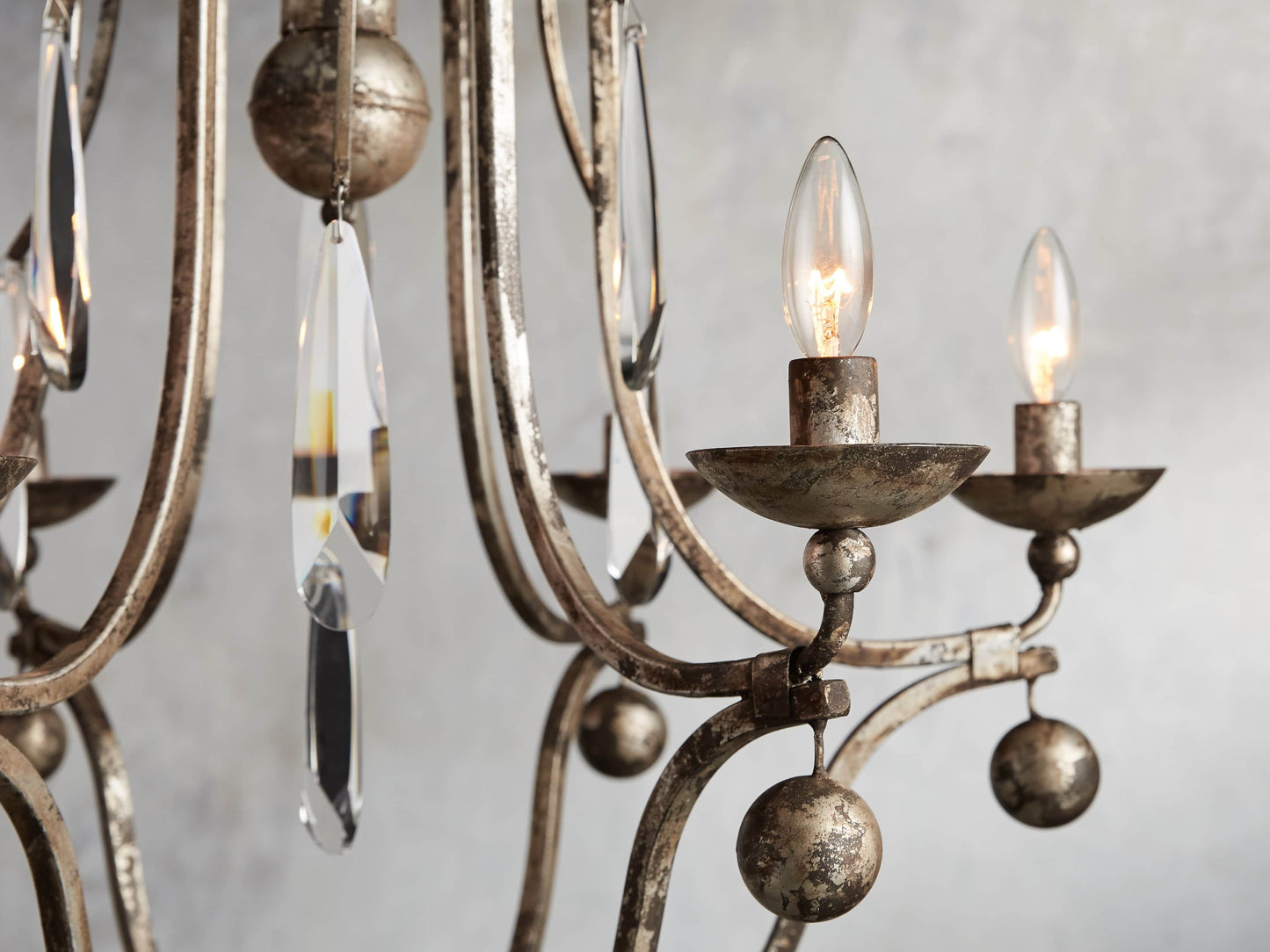 Ivory Silver Crystal Teardrop Chandelier
