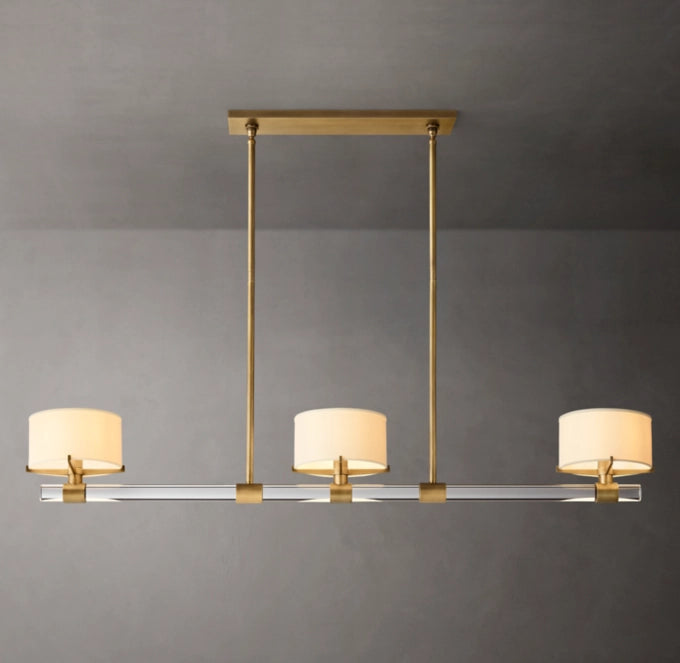 K9 Crystal Linen Shade Island Chandelier