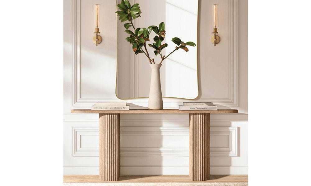 Knurled Brass Crystal Column Sconce
