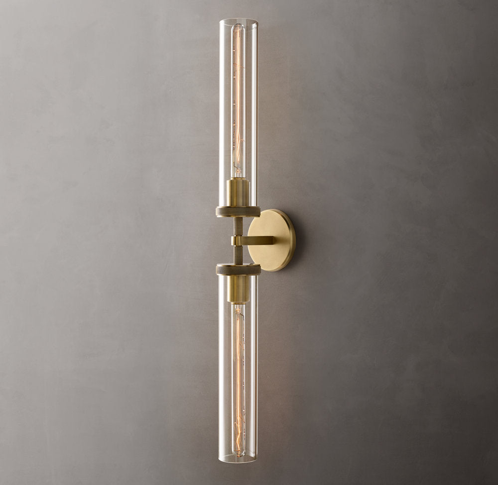 Knurled Brass Crystal Vanity Bar