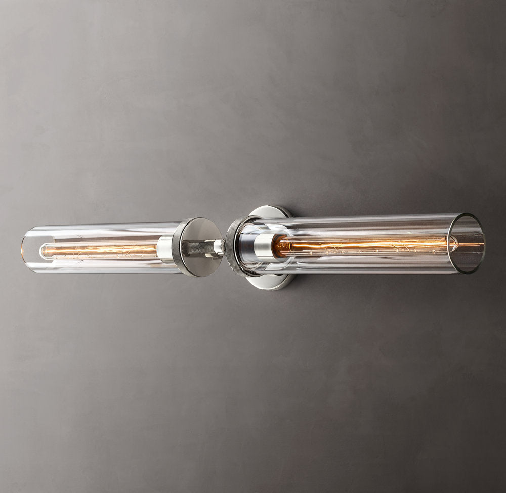 Knurled Brass Crystal Vanity Bar