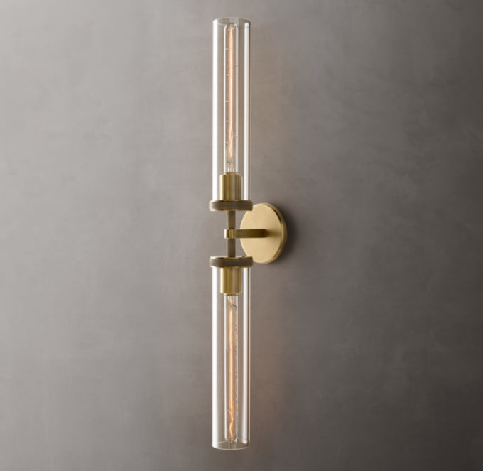 Knurled Brass Crystal Vanity Bar