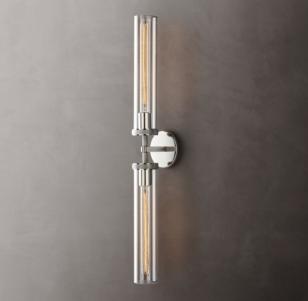 Knurled Brass Crystal Vanity Bar