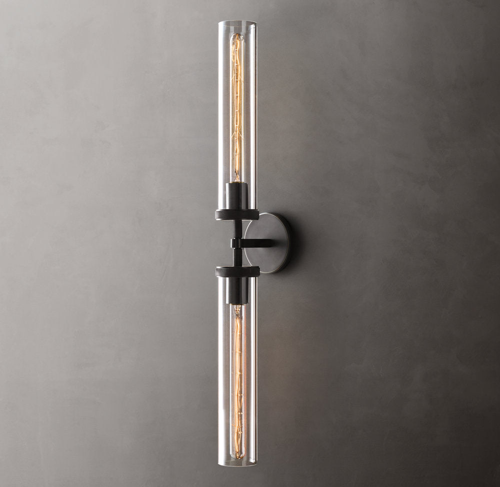 Knurled Brass Crystal Vanity Bar