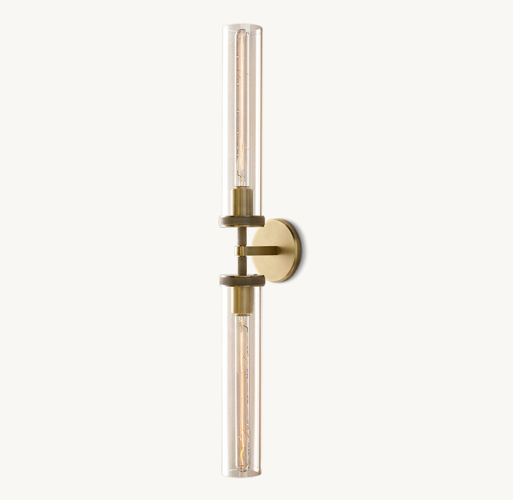 Knurled Brass Crystal Vanity Bar