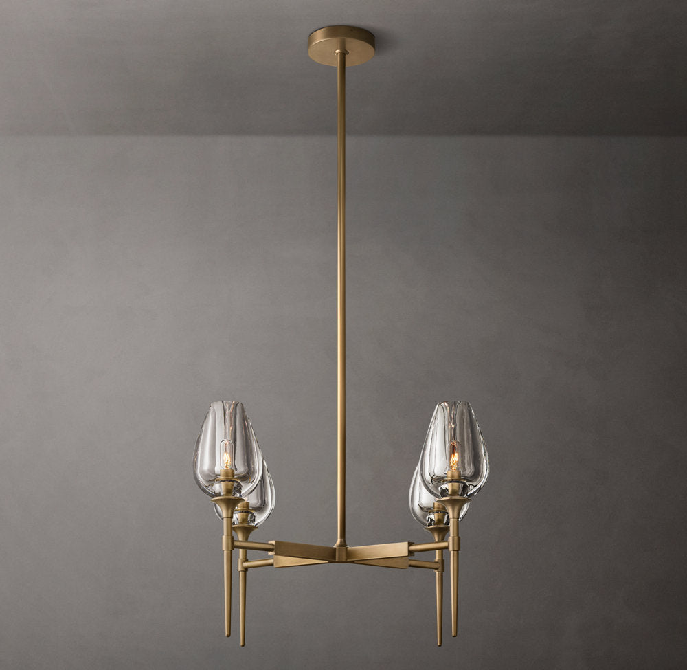 Lathe-Carved Crystal Tulip Chandelier