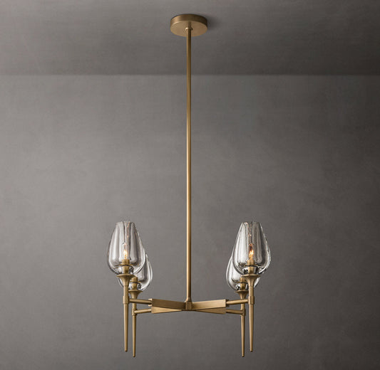 Lathe-Carved Crystal Tulip Chandelier