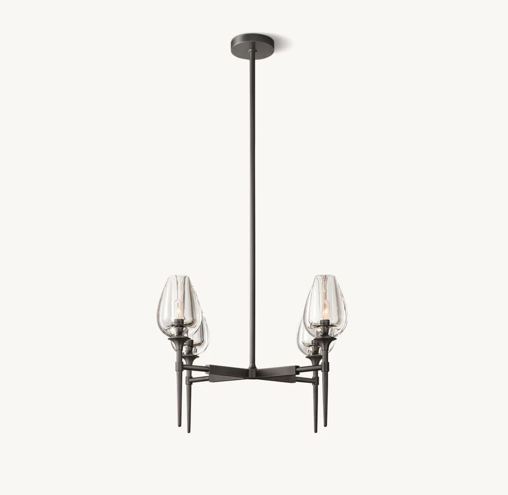 Lathe-Carved Crystal Tulip Chandelier