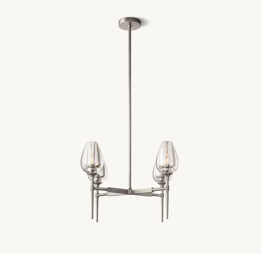 Lathe-Carved Crystal Tulip Chandelier