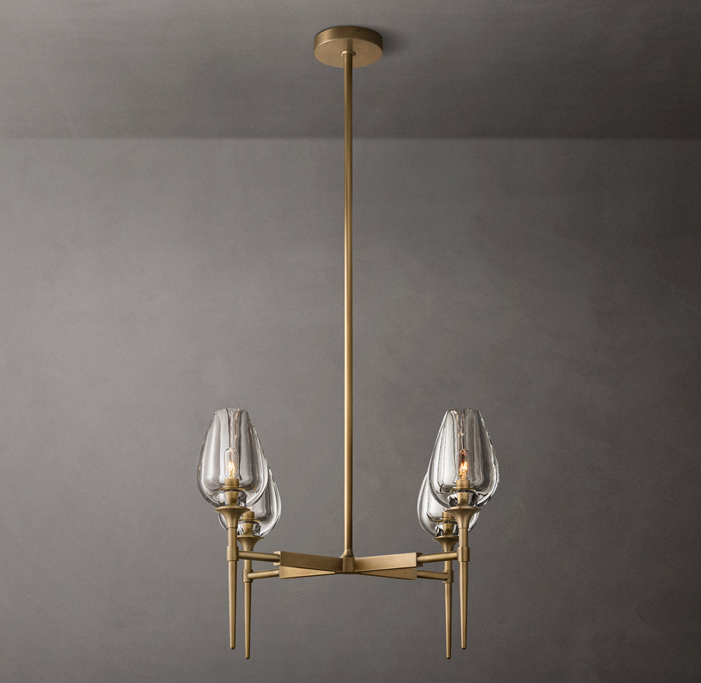 Lathe-Carved Crystal Tulip Chandelier