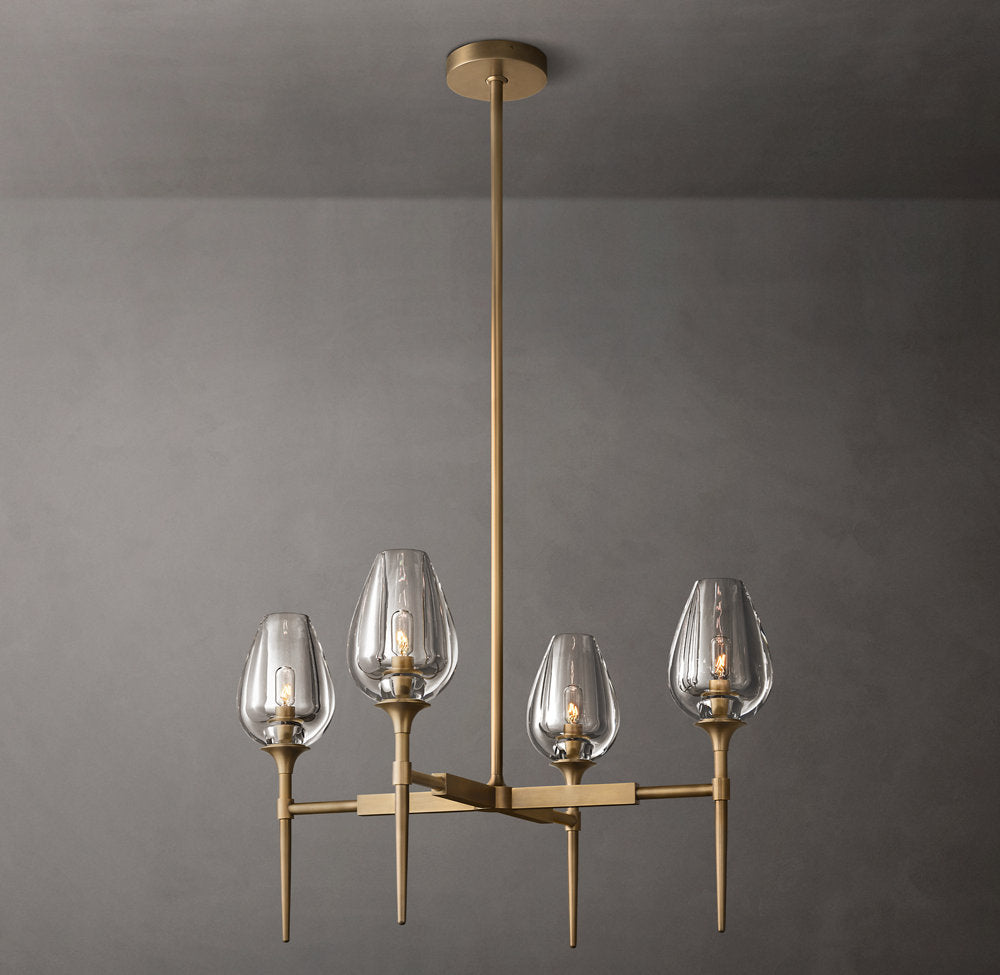 Lathe-Carved Crystal Tulip Chandelier