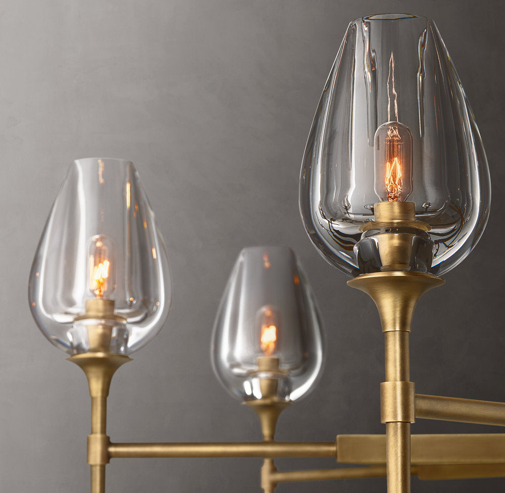 Lathe-Carved Crystal Tulip Chandelier