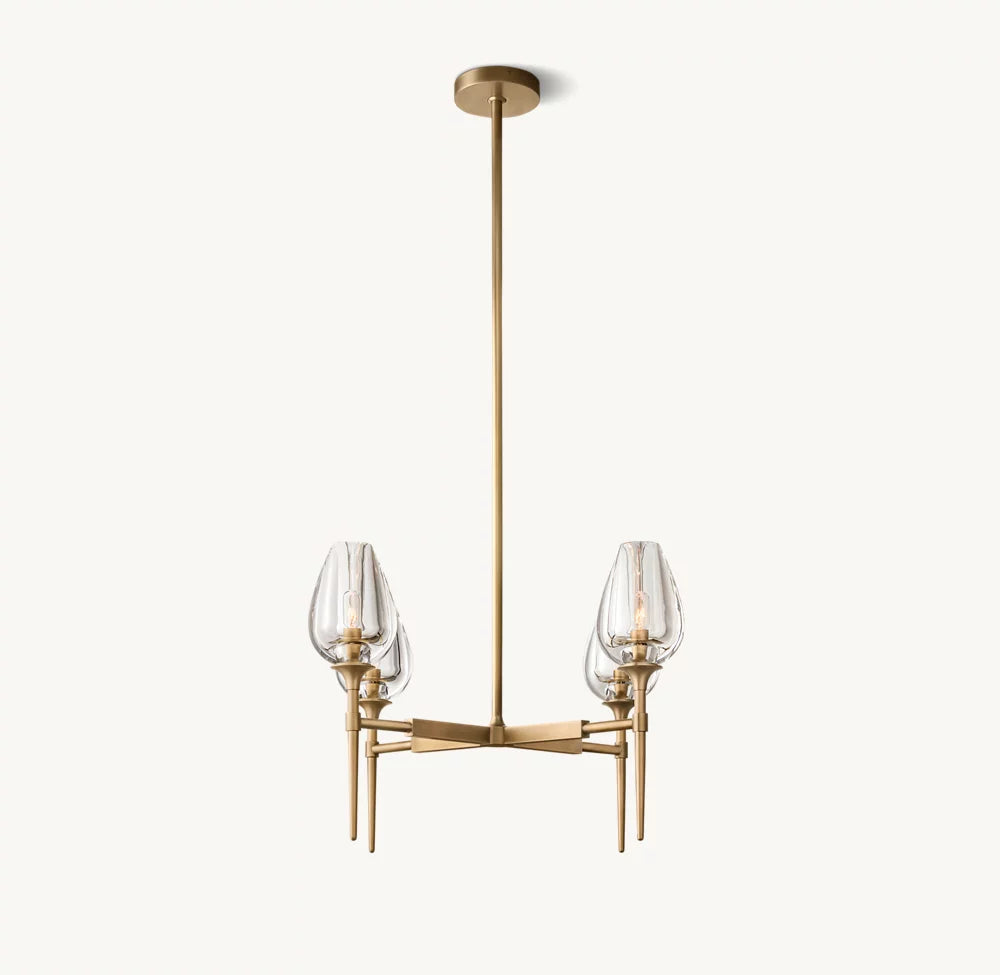 Lathe-Carved Crystal Tulip Chandelier