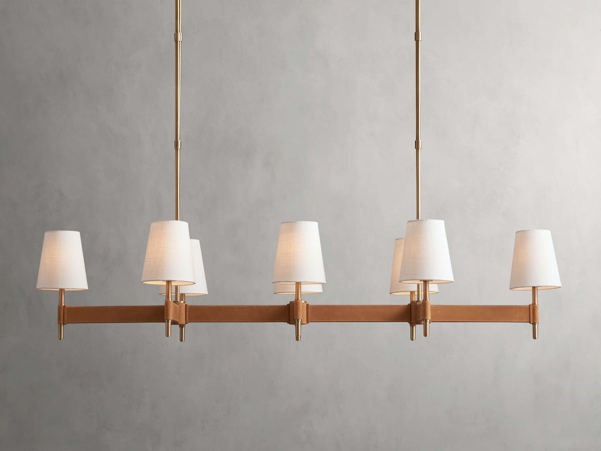 Leather Wrapped Linen Beam Chandelier