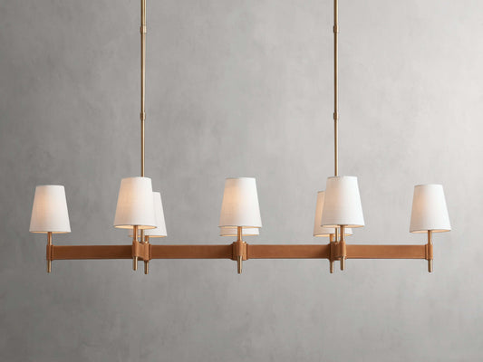 Leather Wrapped Linen Beam Chandelier