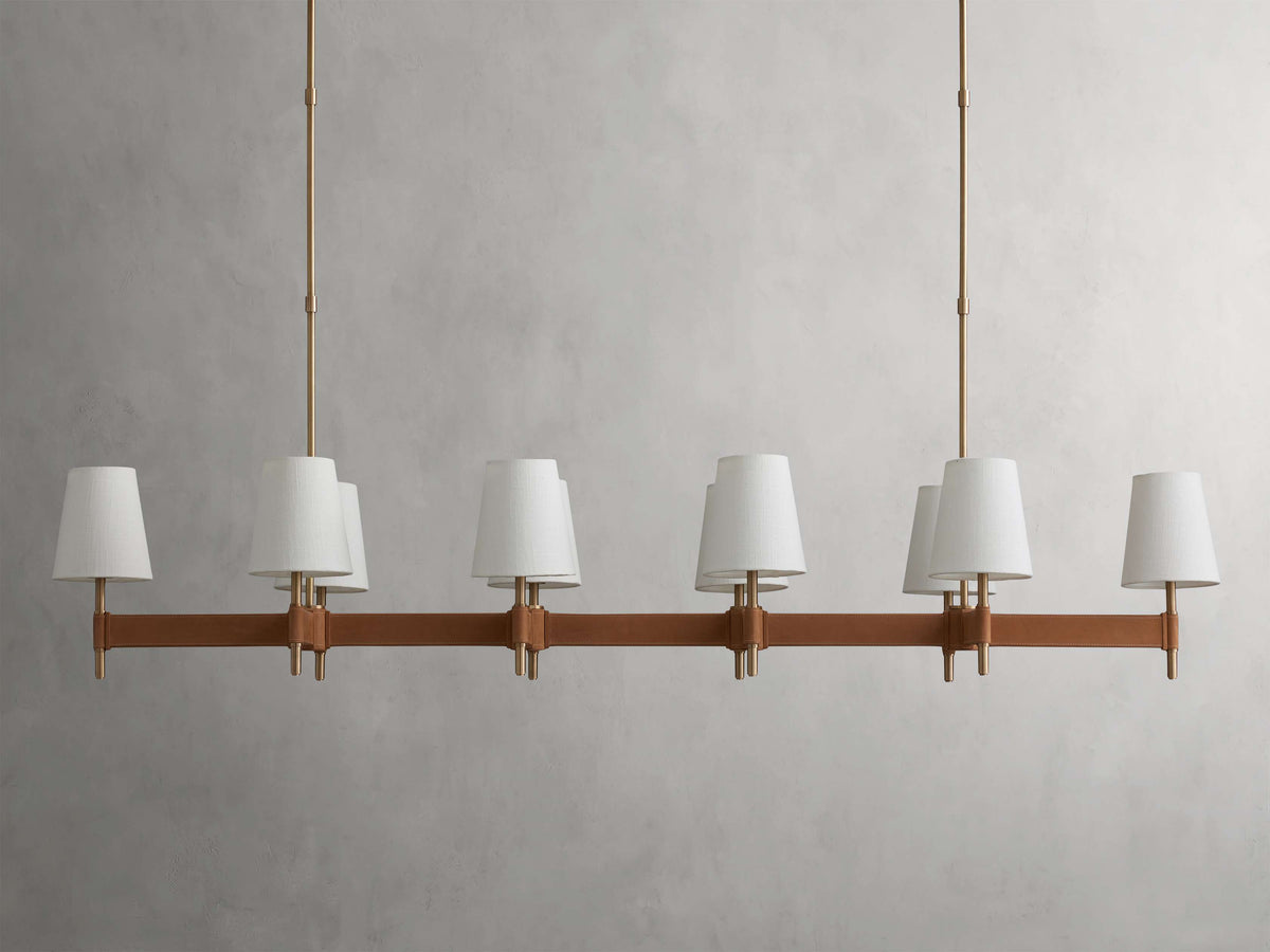 Leather Wrapped Linen Beam Chandelier