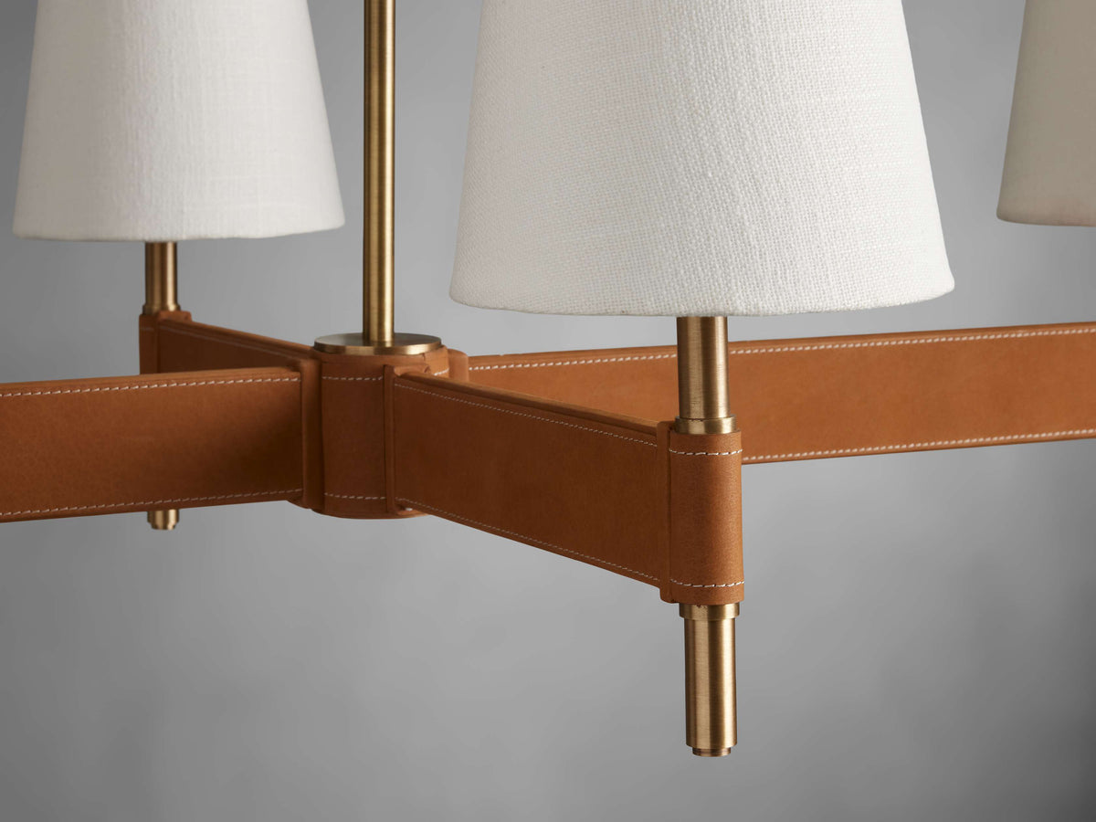 Leather Wrapped Linen Beam Chandelier
