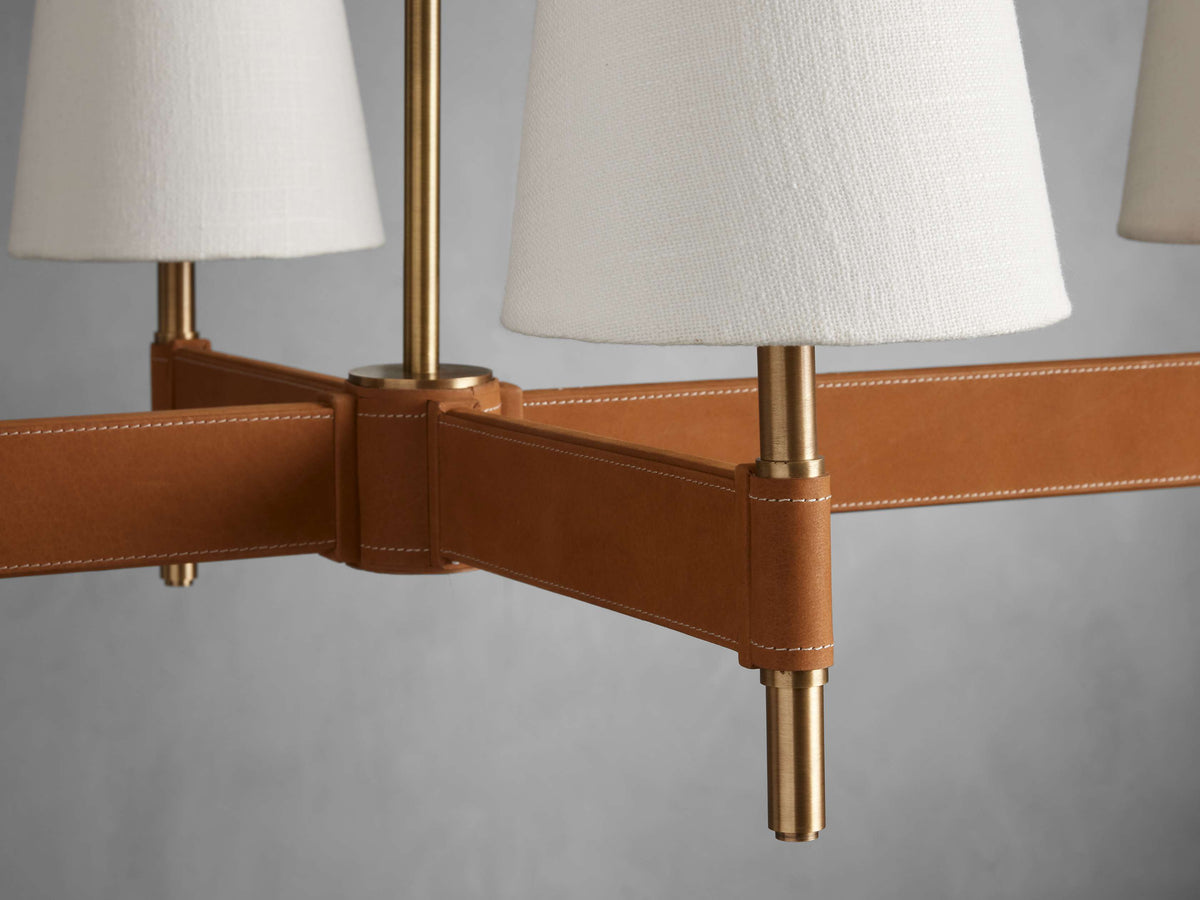 Leather Wrapped Linen Beam Chandelier